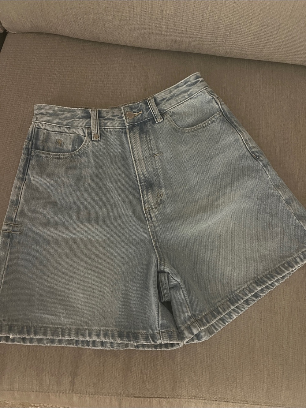 Thrills Light Blue High-Rise Denim Shorts